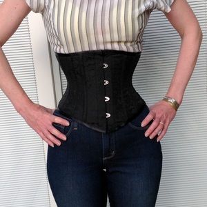 COPY - Sz 20" black steel boned corset waspie cin…